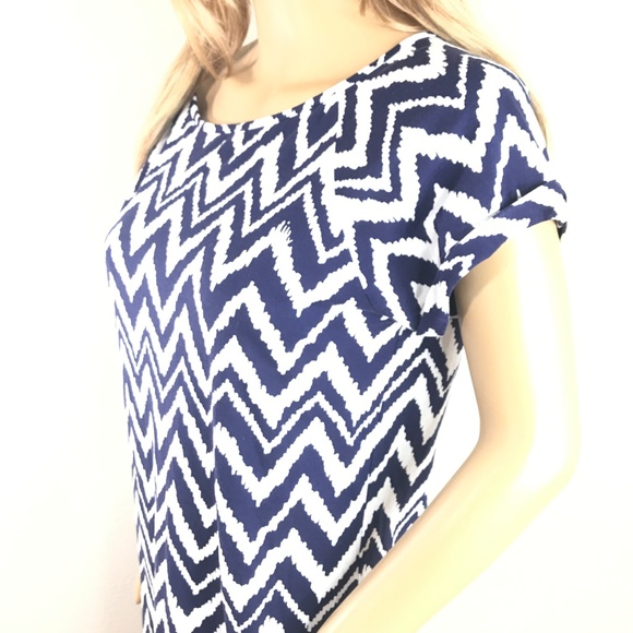 Lilly Pulitzer Palmer Dress Blue & White Chevron - Picture 3 of 4